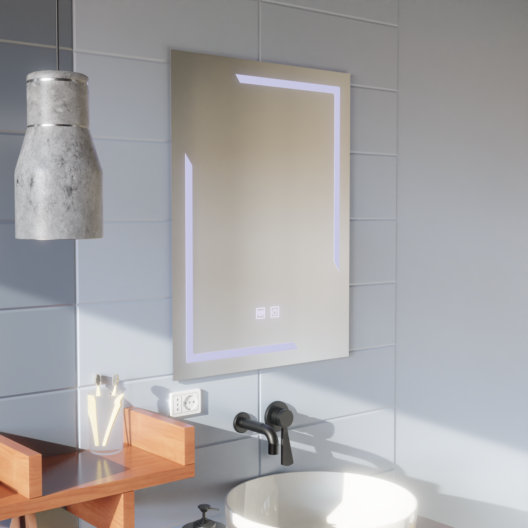Obdélníkové LED zrcadlo, 60x80cm, ECLISSA Touch, Demister System, stmívatelná zrcátka Korman E Výchozí název Alessandro Design