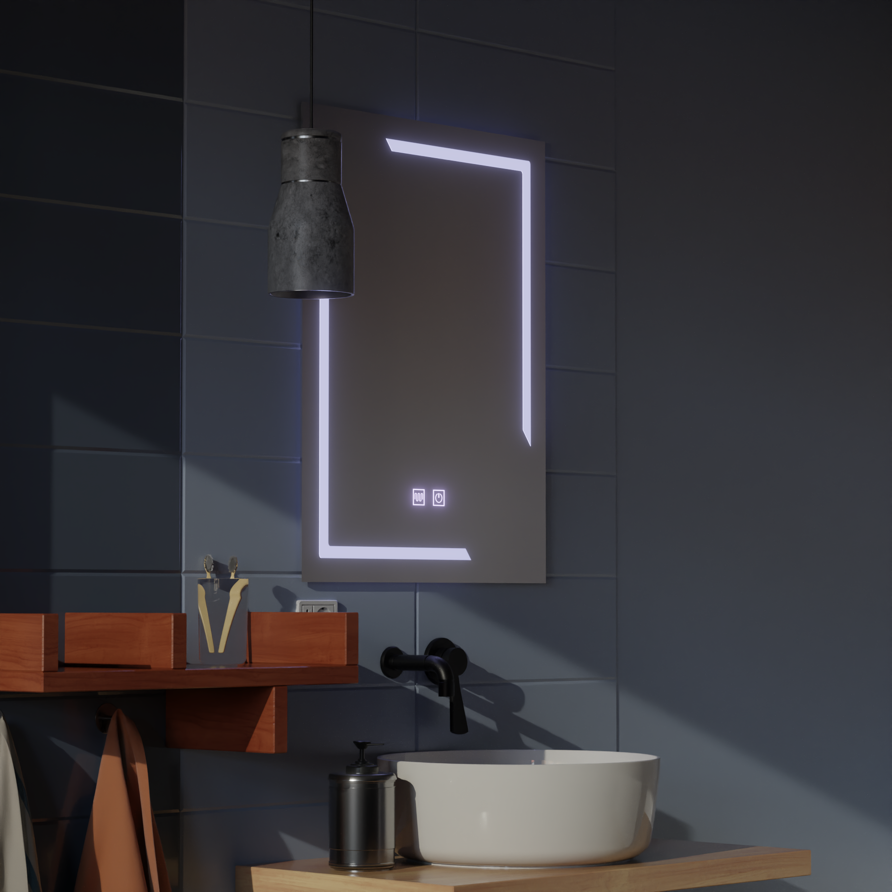 Obdélníkové LED zrcadlo, 60x80cm, ECLISSA Touch, Demister System, stmívatelná zrcátka Korman E Výchozí název Alessandro Design