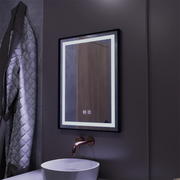 Obdélníkové LED zrcadlo, 60x80cm, EDGE Touch, Demister System, černý rám