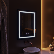 Obdélníkové LED zrcadlo, 60x80cm, EDGE Touch, Demister System, černý rám
