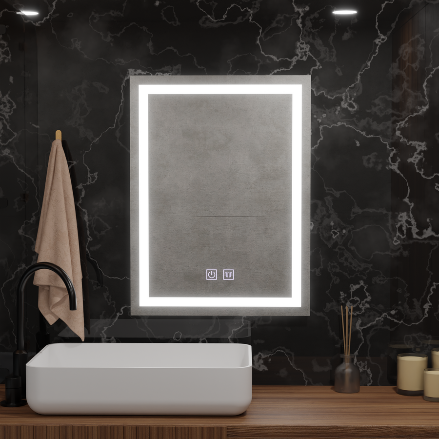 Obdélníkové LED zrcadlo, 45x60cm, RADIANTE Touch, Demister System, Stmívatelná zrcátka Korman E Výchozí název Alessandro Design