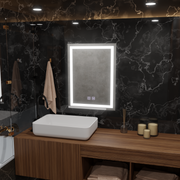 Obdélníkové LED zrcadlo, 45x60cm, RADIANTE Touch, Demister System, Stmívatelná zrcátka Korman E Výchozí název Alessandro Design