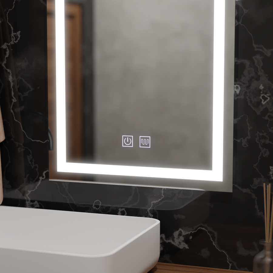 Obdélníkové LED zrcadlo, 45x60cm, RADIANTE Touch, Demister System, Stmívatelná zrcátka Korman E Výchozí název Alessandro Design