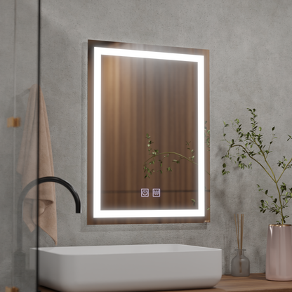 Obdélníkové LED zrcadlo, 45x60cm, RADIANTE Touch, Demister System, Stmívatelná zrcátka Korman E Výchozí název Alessandro Design