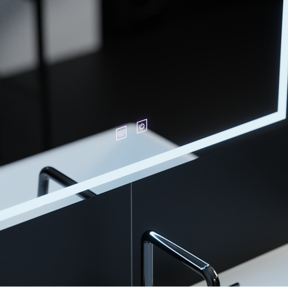 Obdélníkové LED zrcadlo, 70x50cm, RADIANTE Touch, Demister System, Stmívatelné koupelnové zrcadlo s LED a Demister Výchozí název Alessandro Design