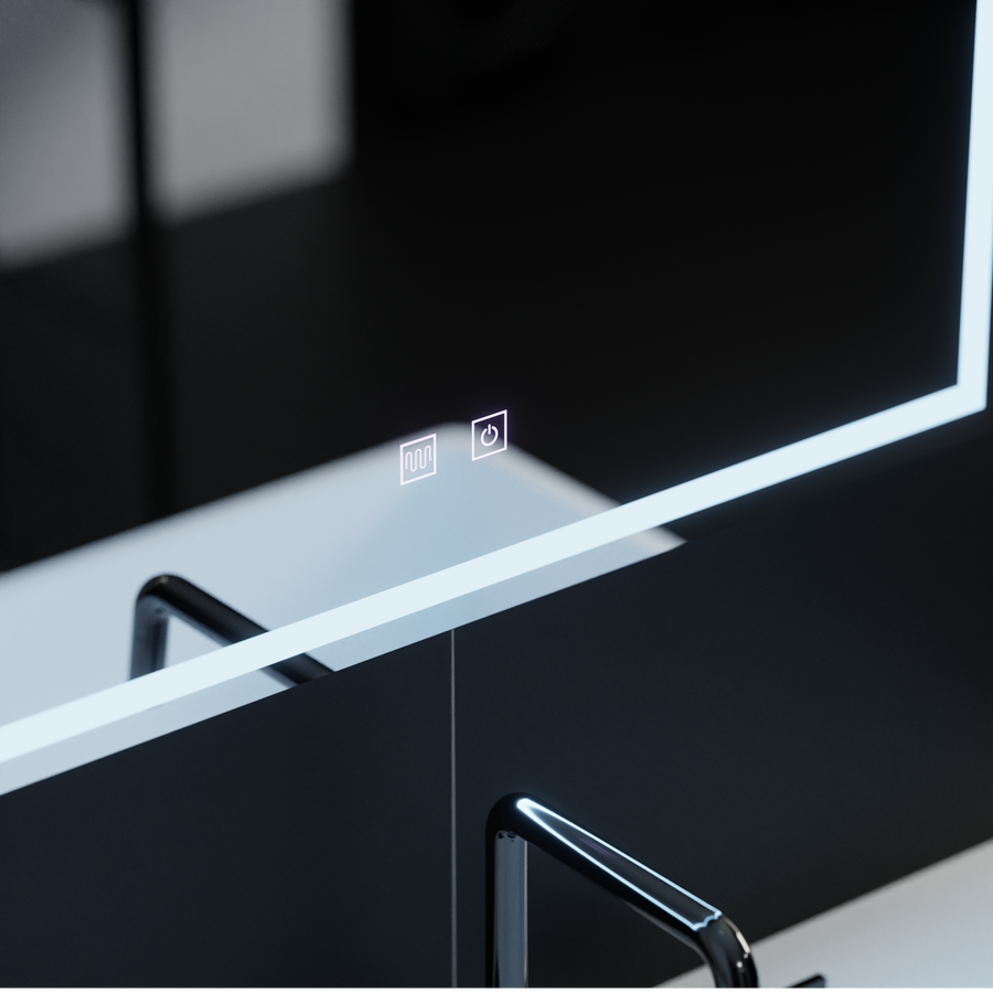 Obdélníkové LED zrcadlo, 70x50cm, RADIANTE Touch, Demister System, Stmívatelné koupelnové zrcadlo s LED a Demister Výchozí název Alessandro Design