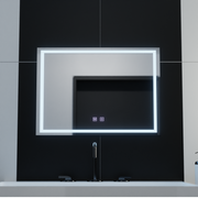 Obdélníkové LED zrcadlo, 70x50cm, RADIANTE Touch, Demister System, Stmívatelné koupelnové zrcadlo s LED a Demister Výchozí název Alessandro Design
