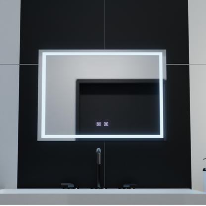 Obdélníkové LED zrcadlo, 70x50cm, RADIANTE Touch, Demister System, Stmívatelné koupelnové zrcadlo s LED a Demister Výchozí název Alessandro Design