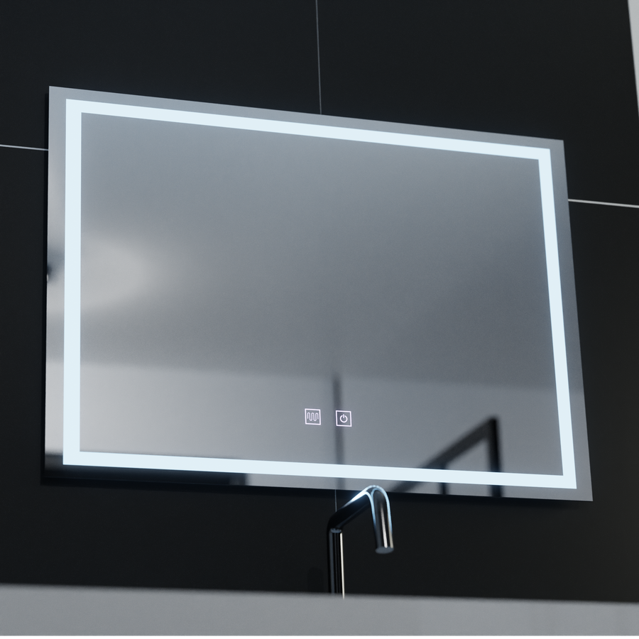 Obdélníkové LED zrcadlo, 70x50cm, RADIANTE Touch, Demister System, Stmívatelné koupelnové zrcadlo s LED a Demister Výchozí název Alessandro Design