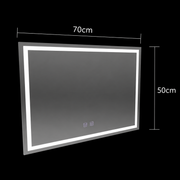 Obdélníkové LED zrcadlo, 70x50cm, RADIANTE Touch, Demister System, Stmívatelné