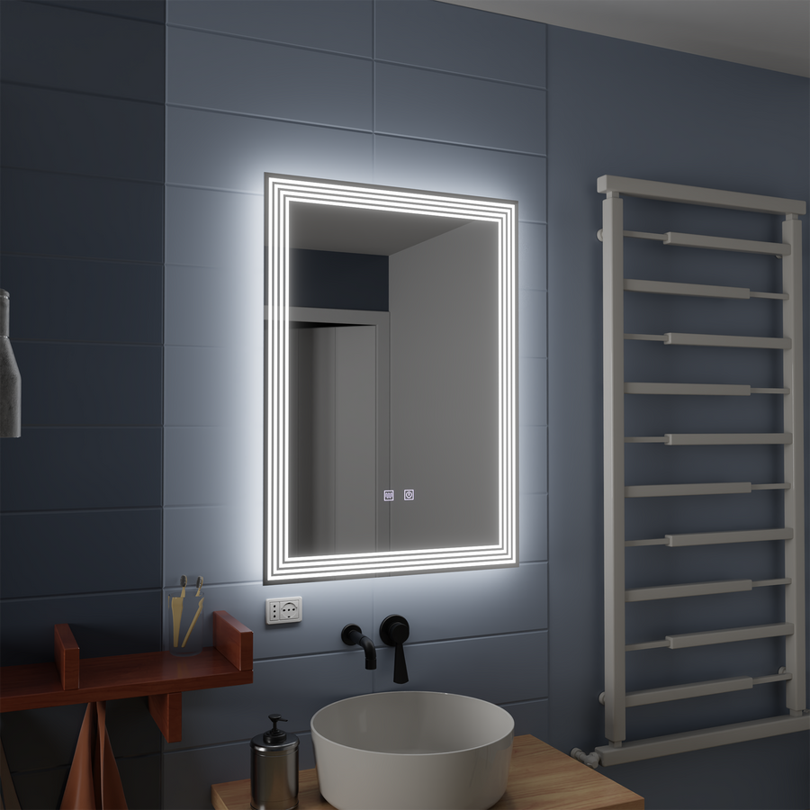 Obdélníkové LED zrcadlo, Demister, 50x70cm, ADIS Basic Touch Mirrors Korman E Výchozí název Alessandro Design