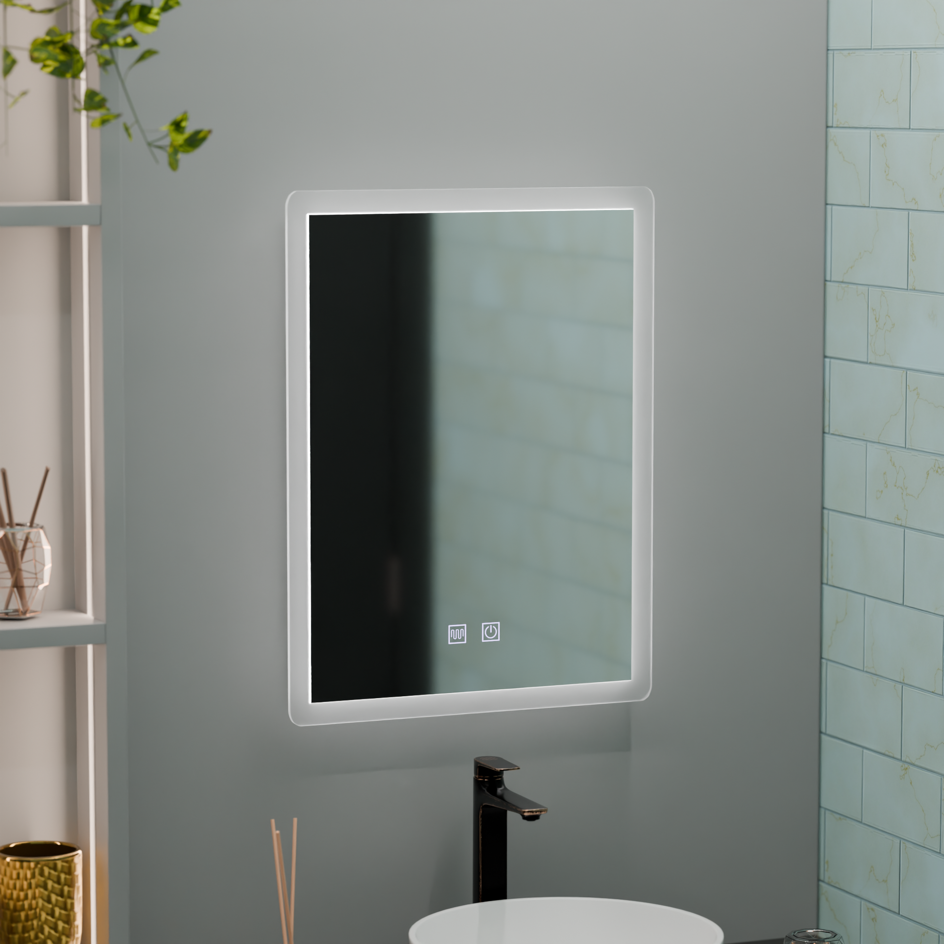 Obdélníkové LED zrcadlo, 60x80cm, Touch VENERA, Demister System, Stmívatelná zrcátka Korman E Výchozí název Alessandro Design