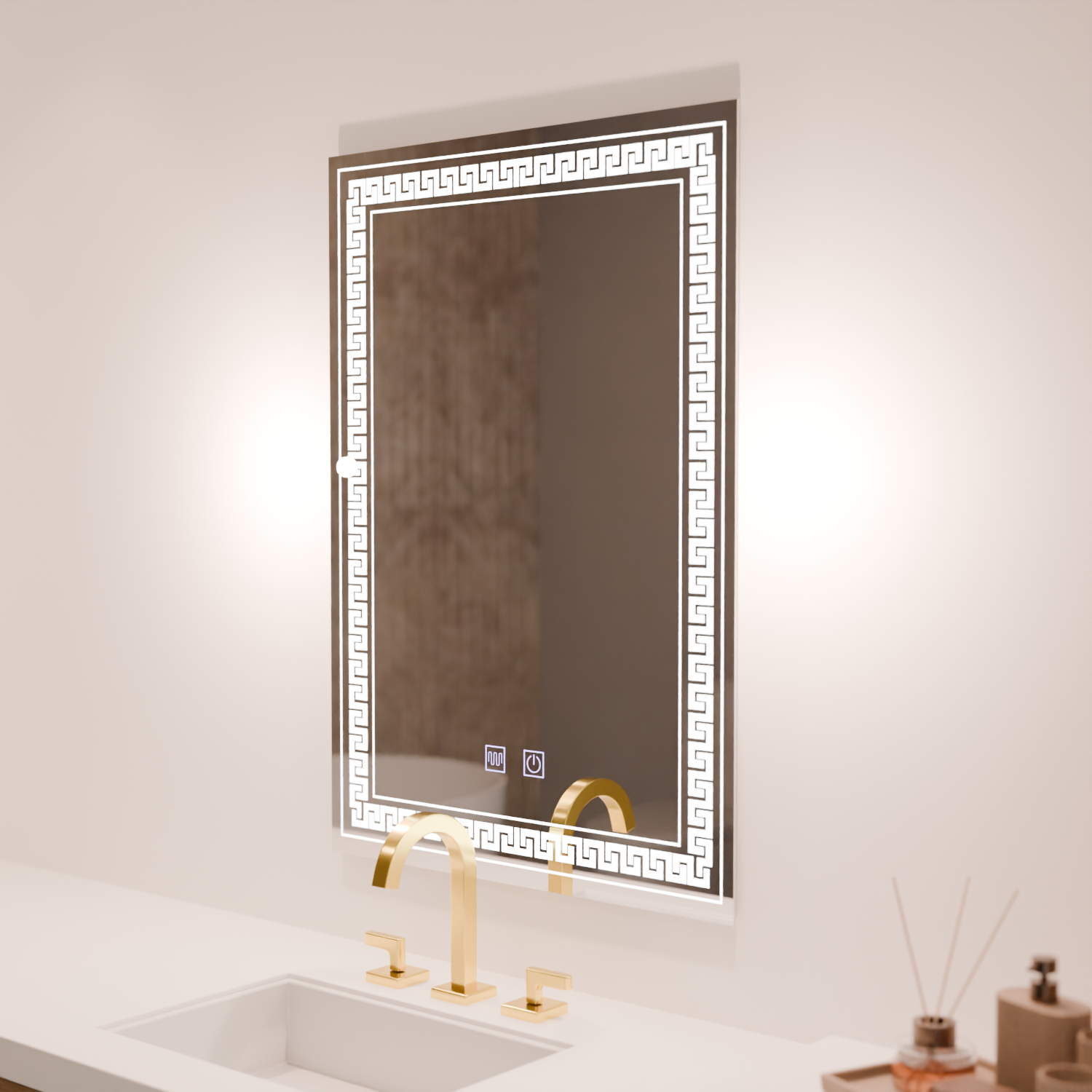 Obdélníkové LED zrcadlo, 60x80cm, Touch Vivido, Demister System, Stmívatelná zrcátka Korman E Výchozí název Alessandro Design