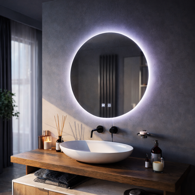 LED kulaté zrcadlo, 60 cm, Isolda, Touch, Demister System, Cold Light 6000k