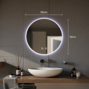 LED kulaté zrcadlo, 60 cm, Isolda, Touch, Demister System, Cold Light 6000k