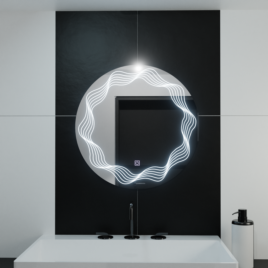 LED kulaté zrcadlo 60 cm, Flusso Touch, Demister System, stmívatelná zrcátka Korman E Výchozí název Alessandro Design