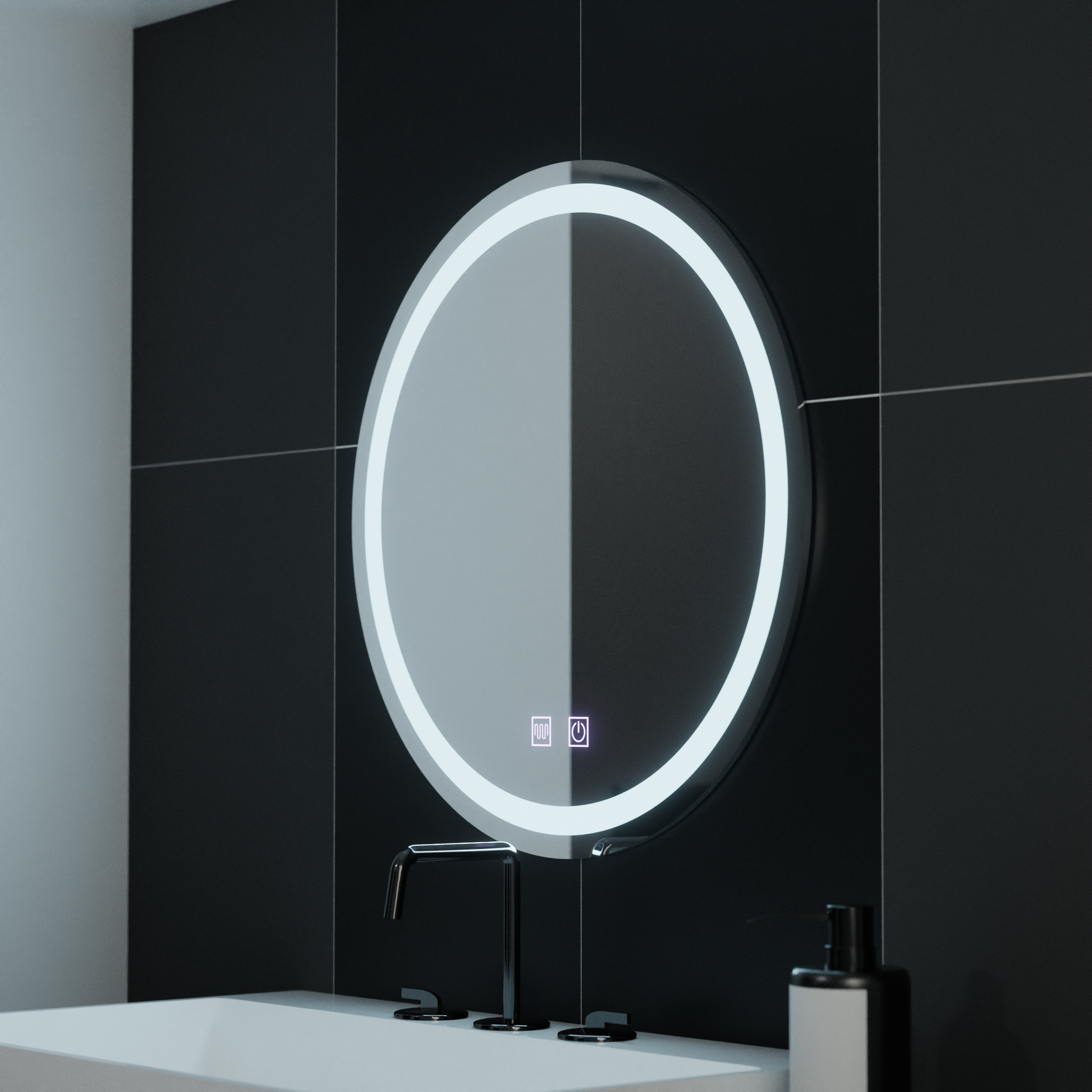 LED kulaté zrcadlo, 60 cm, dotykové světlo, Demister System, stmívatelná zrcátka Korman E Výchozí název Alessandro Design