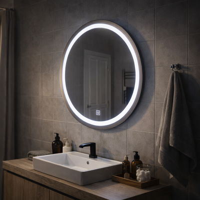 Zrcadlo LED Touch Gallio, Průměr 60cm, Studené světlo 6000K, Sklo