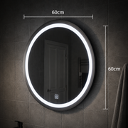Zrcadlo LED Touch Gallio, Průměr 60cm, Studené světlo 6000K, Sklo