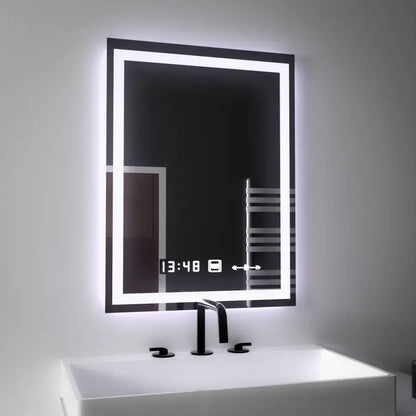 Obdélníkové LED zrcadlo, 45x60 cm, Verite MotionGlow Marcello, systém odmlžování, hodiny a teploměr, stmívatelná Marcello zrcadla Výchozí název Alessandro Design