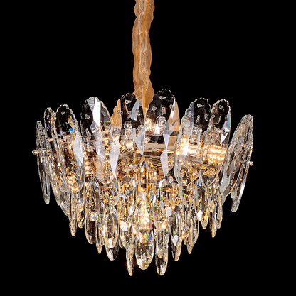 Candelabru Cristal, AURELIUS Nobile, 7xE14, Diametru 40cm, Auriu Lucios, Inaltime Reglabila, Metal si Cristal Candelabre Cristal Default Title Alessandro Design