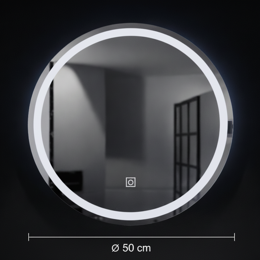 Kulaté LED zrcadlo, 50 cm, Basic Touch