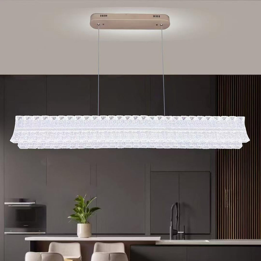 Lustra LED cu Telecomanda, Suspendata TAMY 160W, Liniara, lumina Rece/Calda/Neutra, Auriu, Inaltime Reglabila