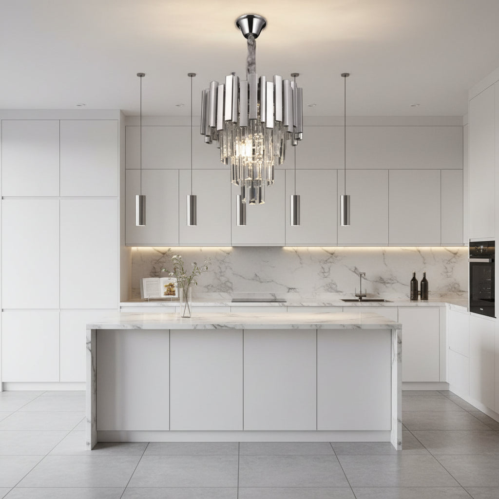 Křišťálový lustr BLOIS Nobile 5xE14, Průměr 40cm, Chrome, Nastavitelná výška Křišťálové lustry Výchozí název Alessandro Design