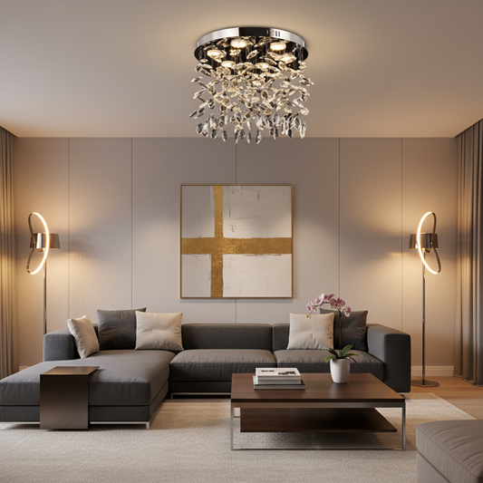 Křišťálový LED lustr LLC210/550CH kulatý, 30W, studené/teplé/neutrální světlo, křišťál, lesklý chrom