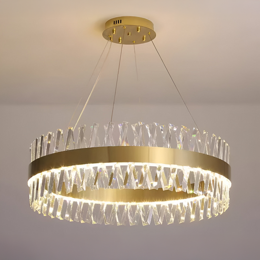 CASERTA Eleganza LED lustr s dálkovým ovládáním, 54W, stmívatelný, průměr 50cm, zlaté křišťálové lustry Výchozí název Alessandro Design
