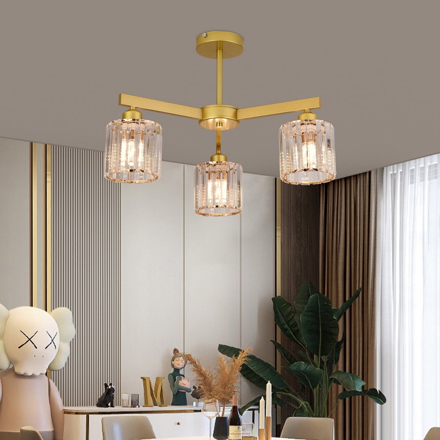 Lustra Clasica Moderna LC110/3GD cu Cristal, 3x E27, Auriu, Metal si Cristal Lustre Clasice Default Title Alessandro Design