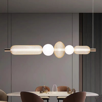 Závěsný LED lustr LM551/5GD, 27W, Světlo 3000/4000/6000K, Zlatý, Nastavitelná výška