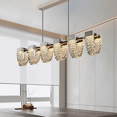 Závěsný LED lustr, CC370/1200CH, Křišťál a kov, 30W, Dálkové ovládání, Studené/Teplé/Neutrální světlo 3000K/4000K/6000K, Luxusní osvětlení