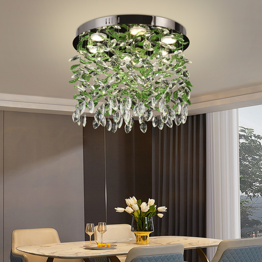 Candelabru LED Cristal LLC211/400GN Rotund, 22W, Lumina Rece/Calda/Neutra, Cristale Verzi, Crom Lucios Candelabre Cristal Default Title Alessandro Design