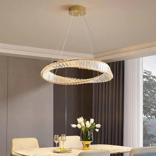 LED lustr s dálkovým ovládáním a krystalem LUIGI, 57W, studené/teplé/neutrální světlo, stmívatelné, zlaté LED lustry s dálkovým ovládáním Výchozí název Alessandro Design