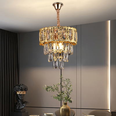Křišťálový lustr BELVEDERE Petito 3xE14, Průměr 30cm, Lesklý zlatý, Nastavitelná výška