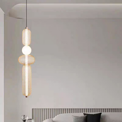 Závěsný LED lustr LM551/4GD, 23W, Světlo 3000/4000/6000K, Zlatý, Nastavitelná výška