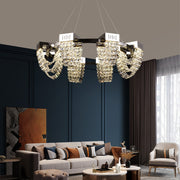 Candelabru Cristal LED 24W, STRATUS Regalis, Diametru 80cm, Crom Lucios, Inaltime Reglabila, Lumina Calda Neutra Rece 3000K/4000K/6000K, Metal si Cristal Candelabre Cristal Default Title Alessandro Design