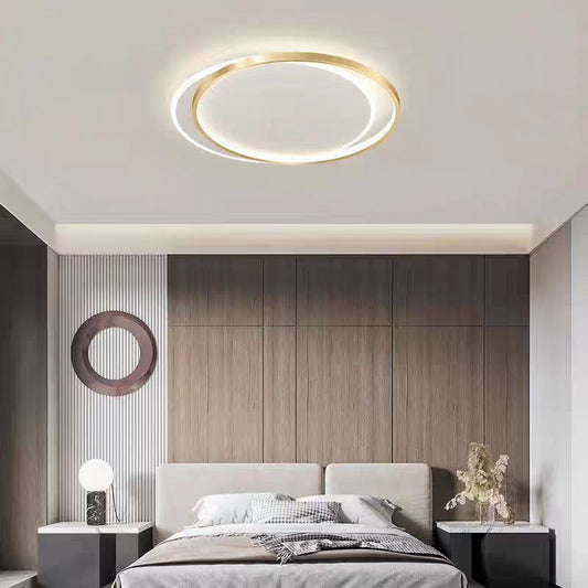 LED lustr s dálkovým ovládáním SOLARA 51W, 2 kruhy, studené/teplé/neutrální světlo, stmívatelné, zlato bílé LED lustry s dálkovým ovládáním Výchozí název Alessandro Design