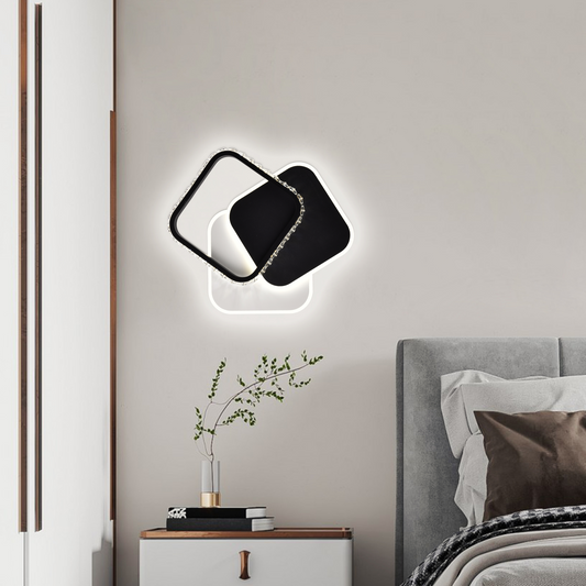 Křišťálový LED lustr PRISMIQ 39W, 3 čtverce, studené/teplé/neutrální světlo, černé LED lustry Výchozí název Alessandro Design