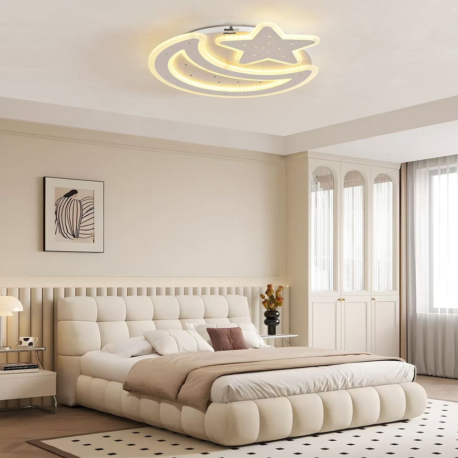 LED lustr s dálkovým ovládáním CORALIA 90W, Měsíc a hvězda, Studené/Teplé/Neutrální světlo Stmívatelné Bílé LED lustry s dálkovým ovládáním Výchozí název Alessandro Design