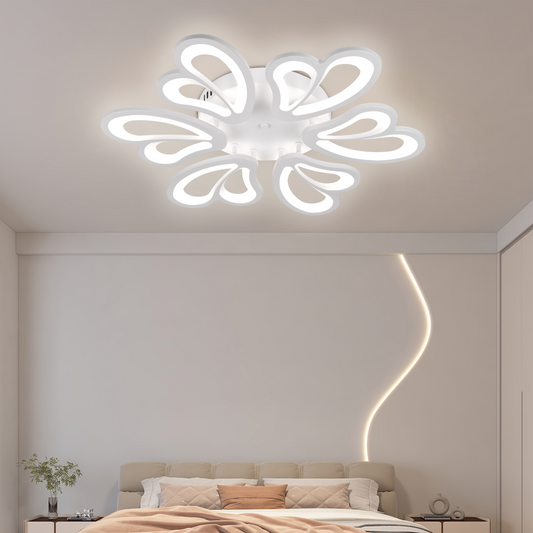 LED lustr s dálkovým ovládáním BLOSSOM 78W, 6 okvětních lístků, Průměr 60cm, Studené/Teplé/Neutrální světlo, Stmívatelné, Bílý LED lustr s dálkovým ovládáním Výchozí název Alessandro Design