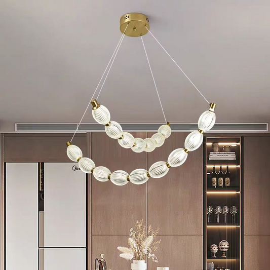 Lustra LED suspendata FAUSTO, 48W, lumina Rece/Calda/Neutra, Inaltime Reglabila, Auriu Lustre Moderne Default Title Alessandro Design