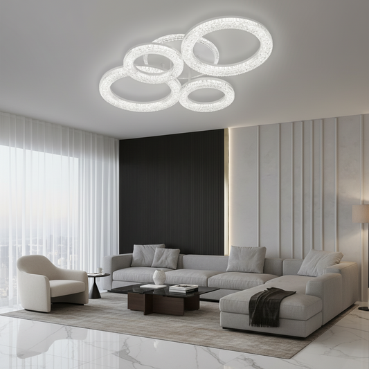 Linnea LED lustr s dálkovým ovládáním, 74W, 3000K/4000K/6000K, stmívatelný, bílý, krystalové LED lustry s dálkovým ovládáním Výchozí název Alessandro Design