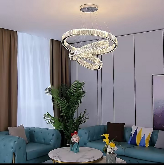 Lustra LED cu telecomanda LLC130/3CH, Cristal si Metal, 119W, 3 Cercuri, Dimabila, Inaltime Reglabila, Lumina Rece/Calda/Neutra, Iluminat Luxos Lustre LED cu Telecomanda Default Title Alessandro Design
