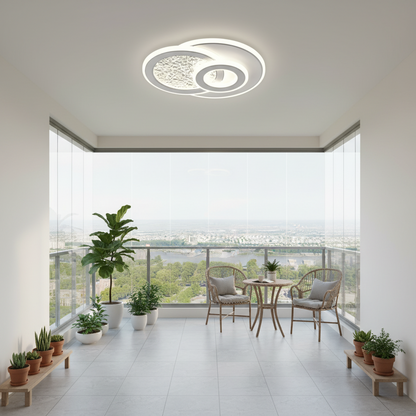 KOMPACTO LED lustr 47W, 3 kruhy, studené/teplé/neutrální světlo, bílé LED lustry Výchozí název Alessandro Design