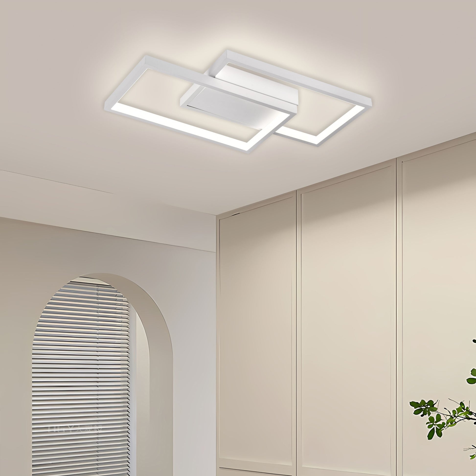 LED lustr s dálkovým ovládáním LANDYN 37W, 2 čtverce, studené/teplé/neutrální světlo, stmívatelné, bílý LED lustr s dálkovým ovládáním Výchozí název Alessandro Design