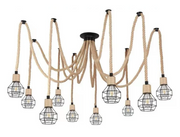 Vintage Lustr LV121/10BK, 10xE27, Rustikální, Struna a kov, 2x100cm, Černá Podpora Vintage Lustry Výchozí název Alessandro Design