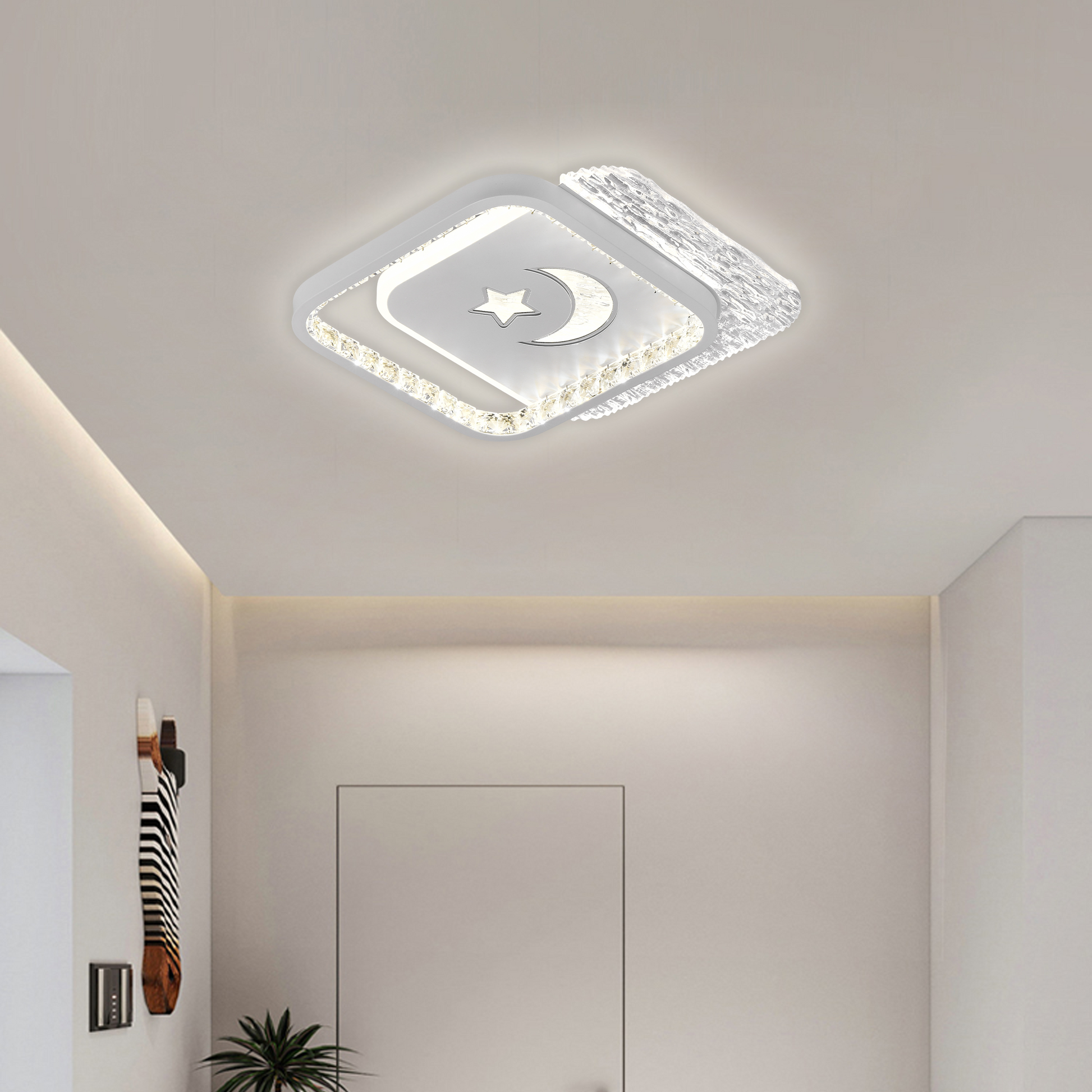 LED lustr PERU 38W, 2 čtverce, studené/teplé/neutrální světlo, bílé LED lustry Výchozí název Alessandro Design
