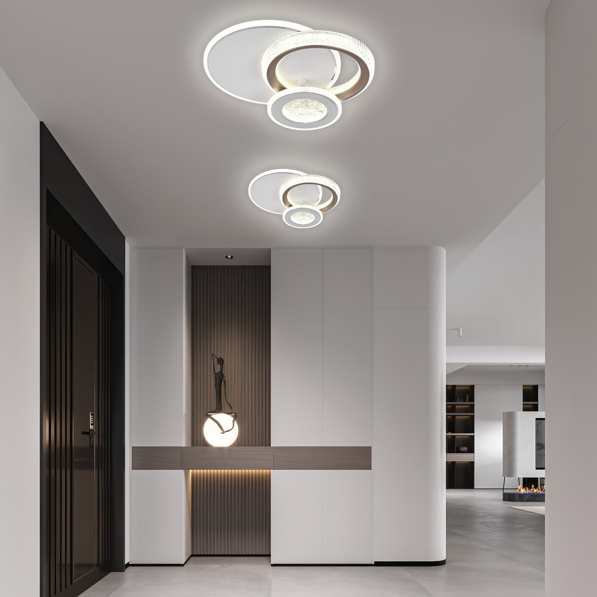 LED lustr NYXORA 44W, 3 kruhy, studené/teplé/neutrální světlo, bílé LED lustry Výchozí název Alessandro Design